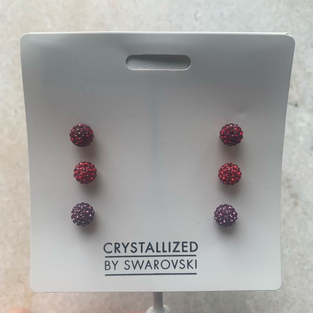 Swarovski Crystal set of 3 stud earrings